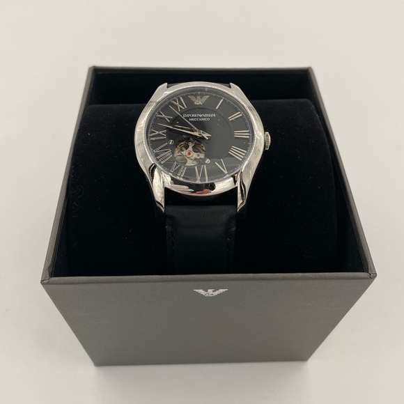 Emporio Armani Automatic Black Leather Watch - Picture 4 of 9